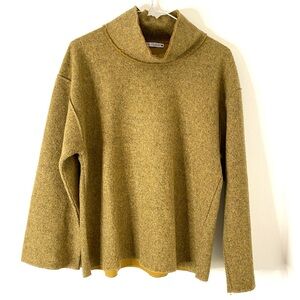 Zara Heather Yellow Knit Mock Neck Wide Sleeve Sweater Soft Cozy Pullover